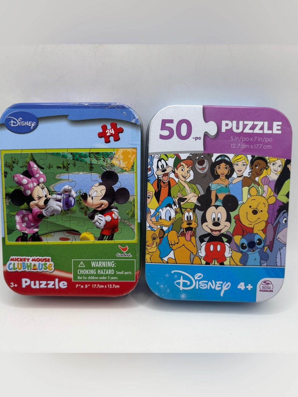 New Sealed Set Of 2 Disney Mickey Mouse & Friends Puzzles Kids Mini Tins